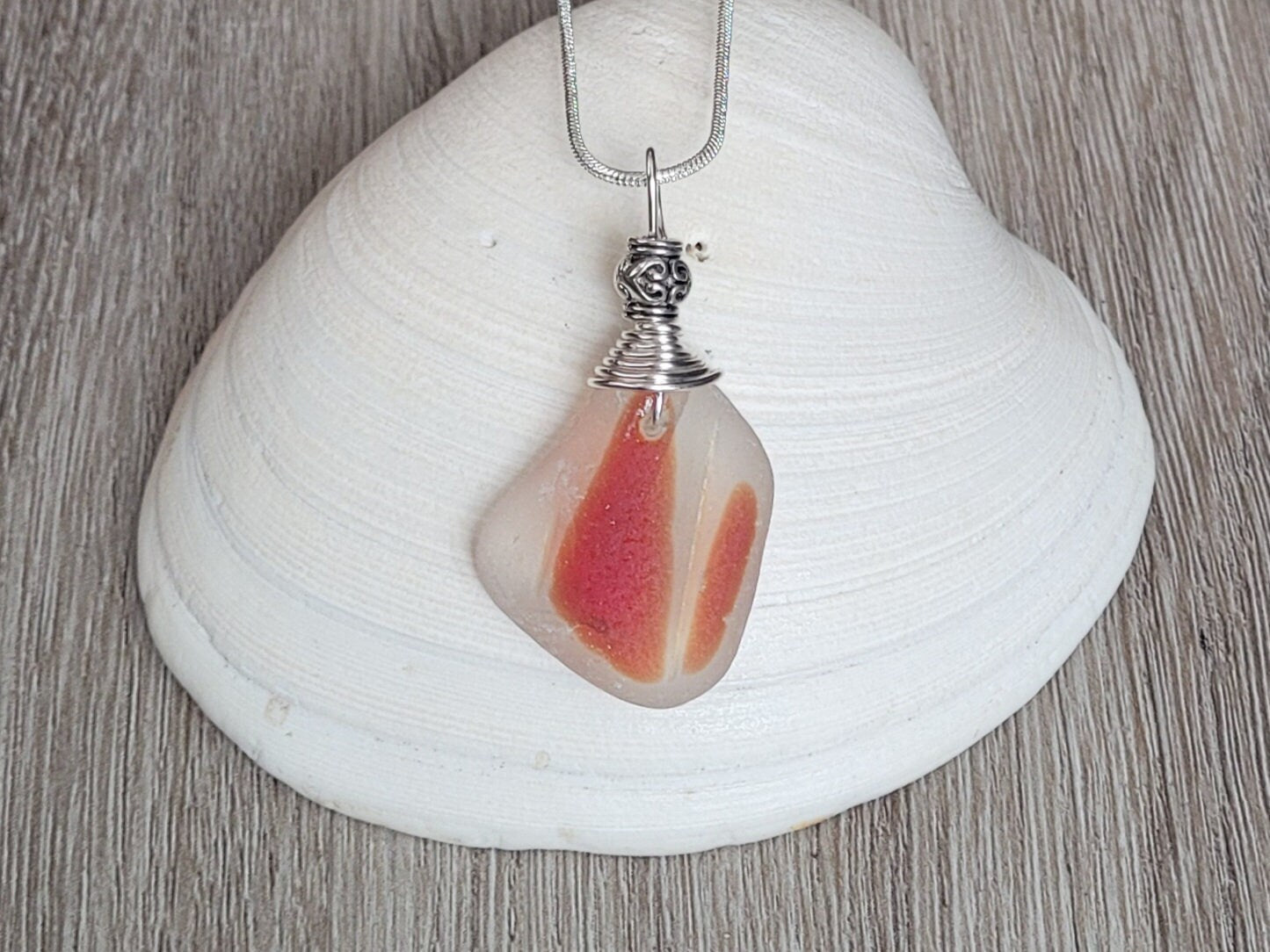 Genuine Red Sea Glass Pendant/Coastal Jewelry/Nautical Pendant/Sea Glass Jewelry/87