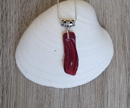 Genuine Red Sea Glass Pendant/Coastal Jewelry/Nautical Pendant/Sea Glass Jewelry/72