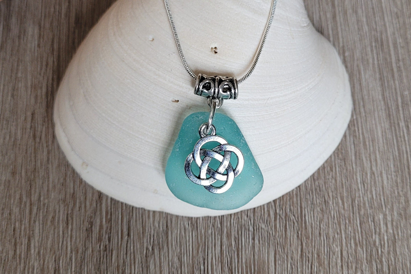 Sea Glass Necklace/Celtic Knot Necklace/Genuine Sea Glass/Made to Order