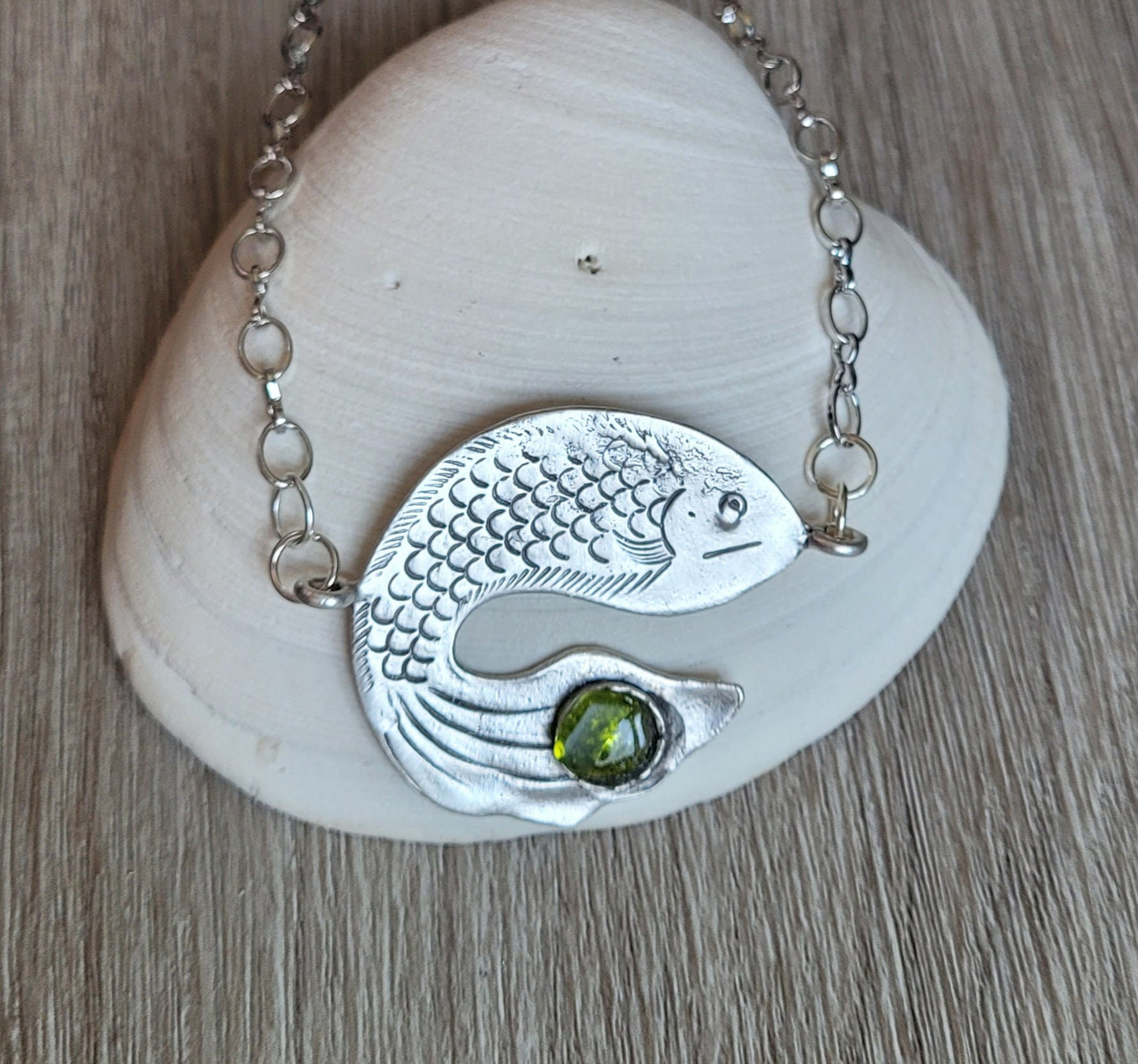 Fish Necklace/Resin and Glass Necklace/Beach Necklace/Unique Gift