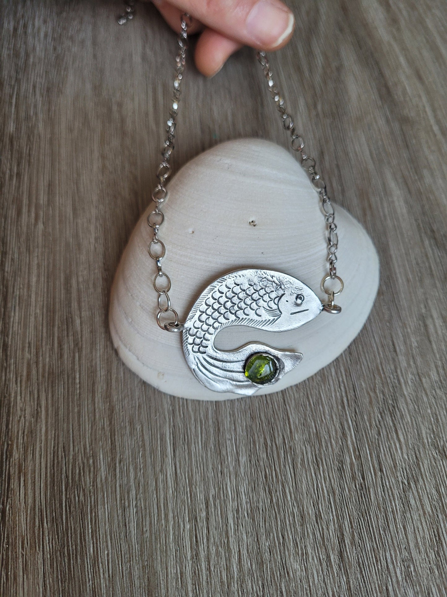 Fish Necklace/Resin and Glass Necklace/Beach Necklace/Unique Gift