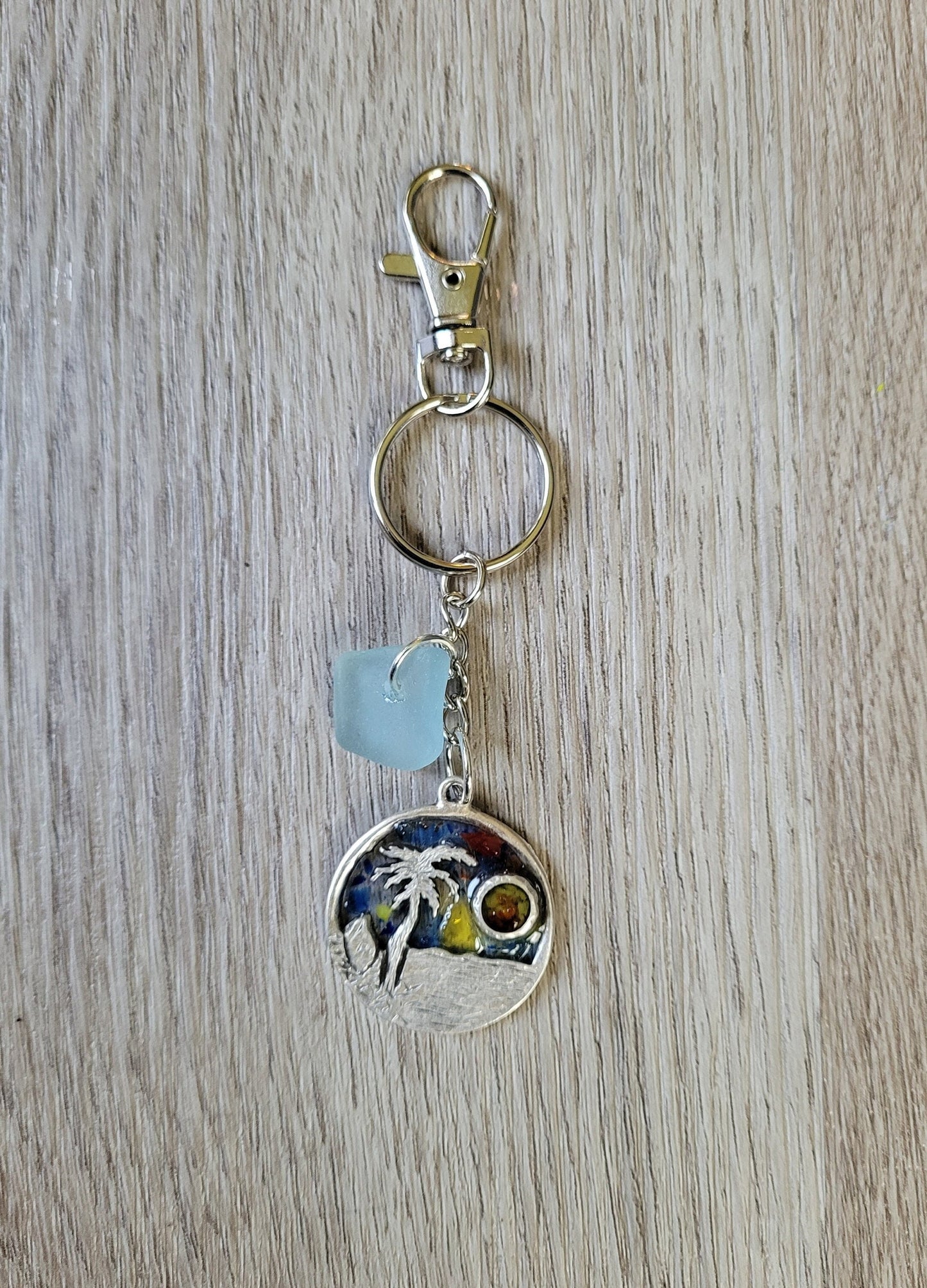 Genuine Sea Glass Key Ring/Beach Glass Key Ring/Mosaic Sea Glass/Sea Glass Key Chain/Beach Key Chain/Vacation Souvenir