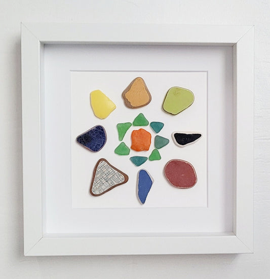 Genuine Sea Glass Art/Sea Glass Collection/Lake House Decor/Housewarming Gift/Gift for Her/Unique Gift/Beach Art