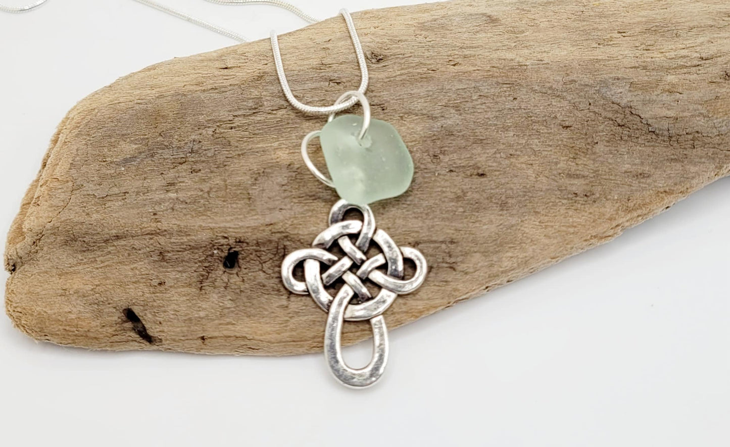 Sea Glass Necklace/St. Patrick's Day Necklace/Celtic Cross Necklace/Genuine Sea Glass/Irish Necklace/GoodMade to Order/148