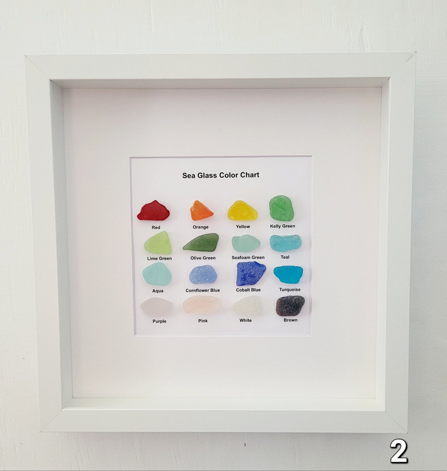 Genuine Sea Glass Chart/10x10 Shadowbox 6x6 Sea Glass Chart/Sea Glass Collection/Unique Gift/Sea Glass Gift