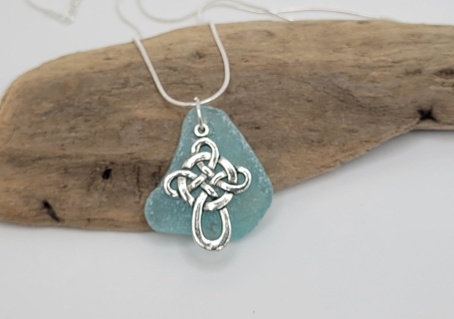 Sea Glass Necklace/St. Patrick's Day Necklace/Celtic Cross Necklace/Genuine Sea Glass/Irish Necklace/Made to Order/146