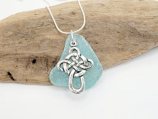 Sea Glass Necklace/St. Patrick's Day Necklace/Celtic Cross Necklace/Genuine Sea Glass/Irish Necklace/Made to Order/146