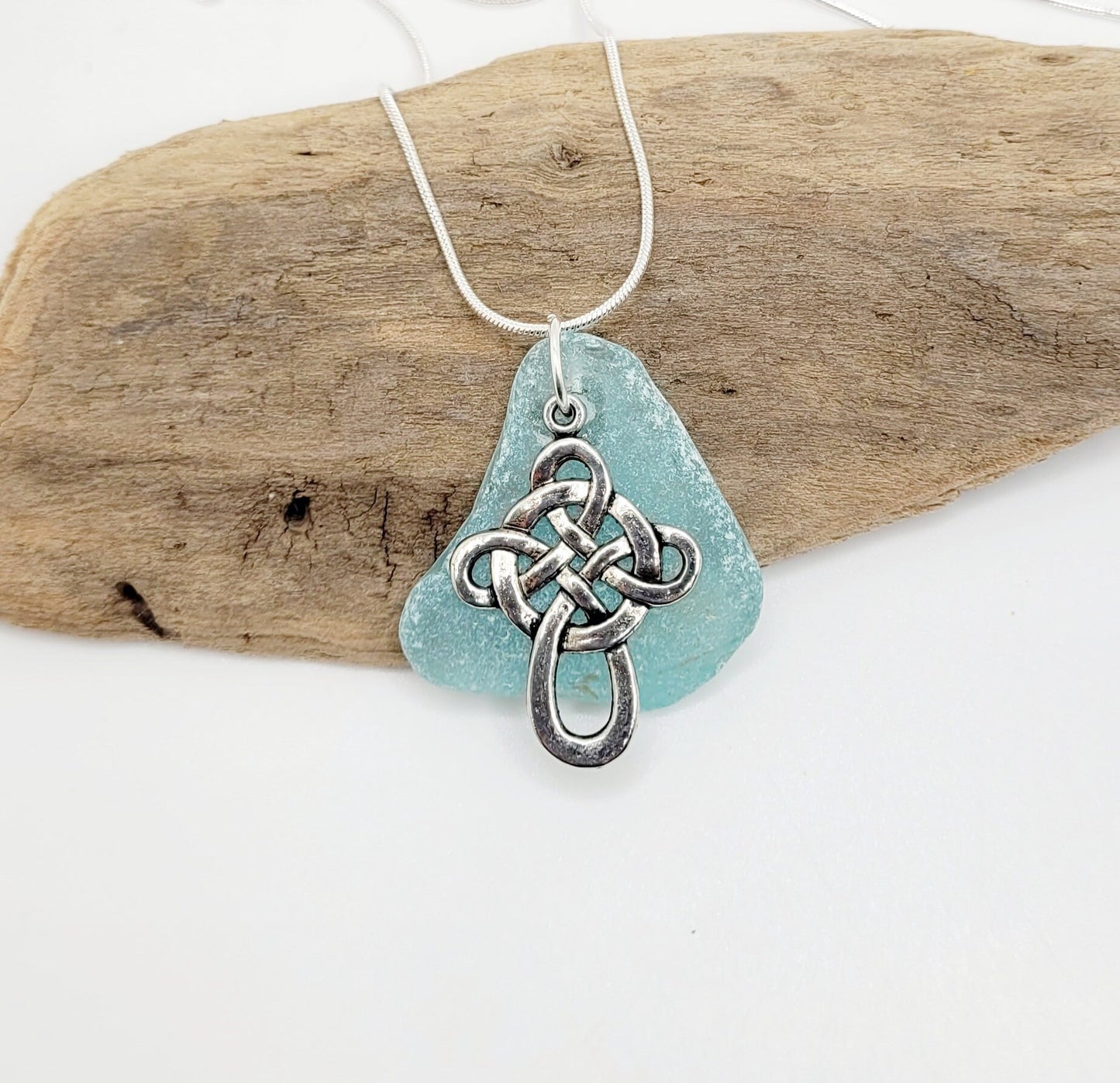 Sea Glass Necklace/St. Patrick's Day Necklace/Celtic Cross Necklace/Genuine Sea Glass/Irish Necklace/Made to Order/146