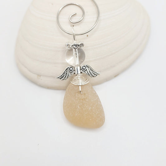 Genuine Sea Glass Angel/Angel Car Charm/Angel Pendant/Angel Ornament/Angel Gift/Gift for Her/59