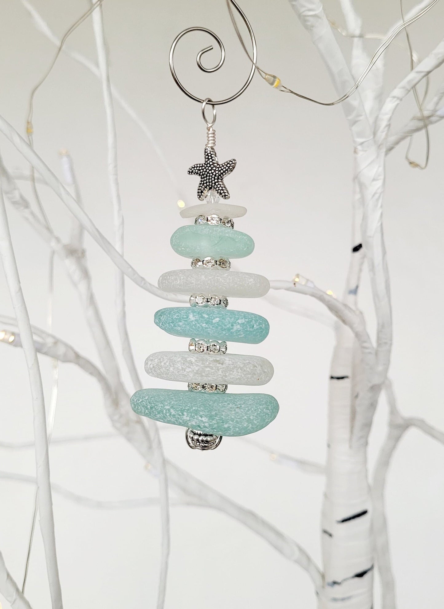 Made to Order Genuine Sea Glass Christmas Tree Ornament/3 inches/Genuine Sea Glass Ornament