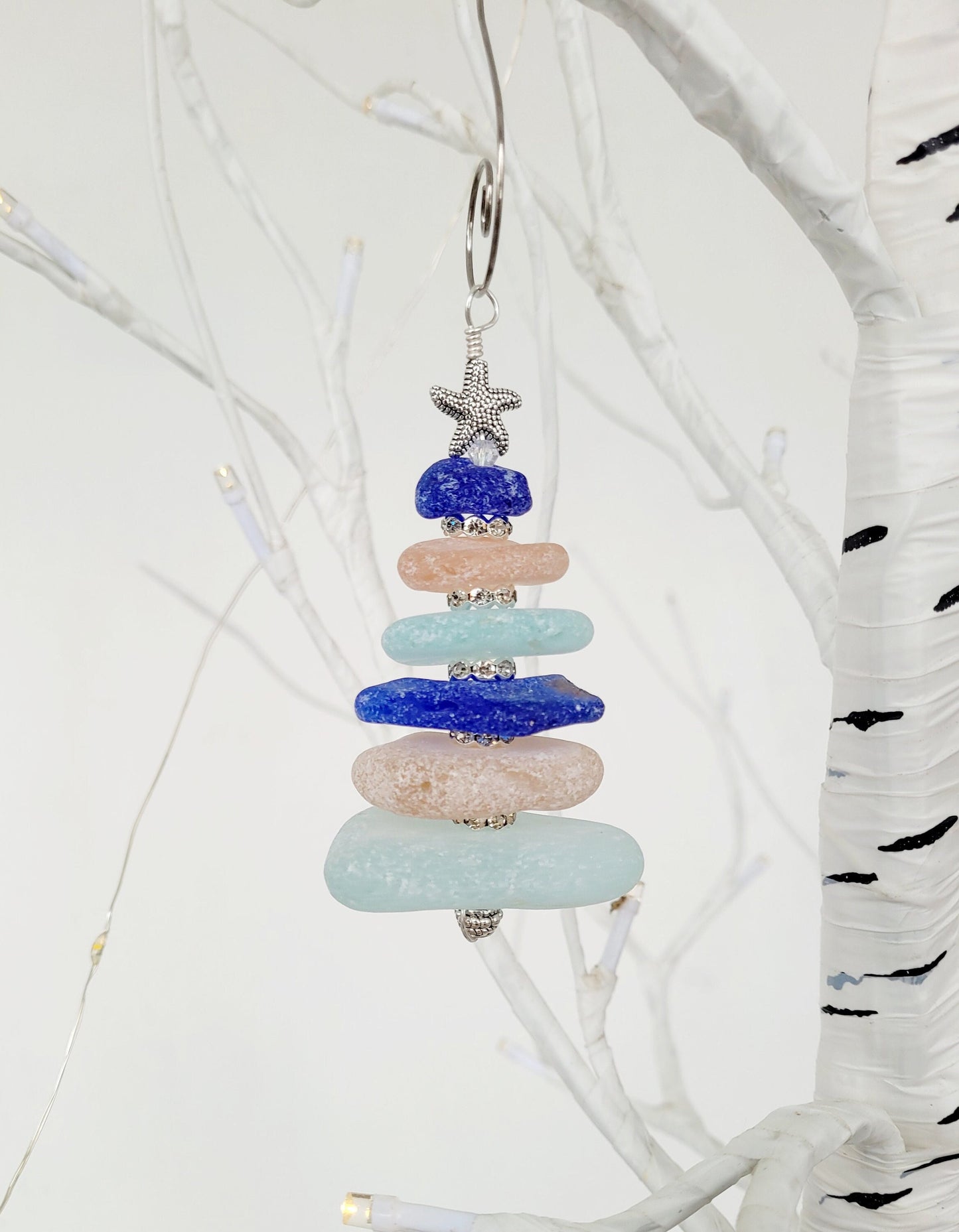 Sea Glass Christmas Tree Ornament/Rare Color Sea Glass/Sea Glass Pine Tree Ornament/Genuine Sea Glass Tree Ornament